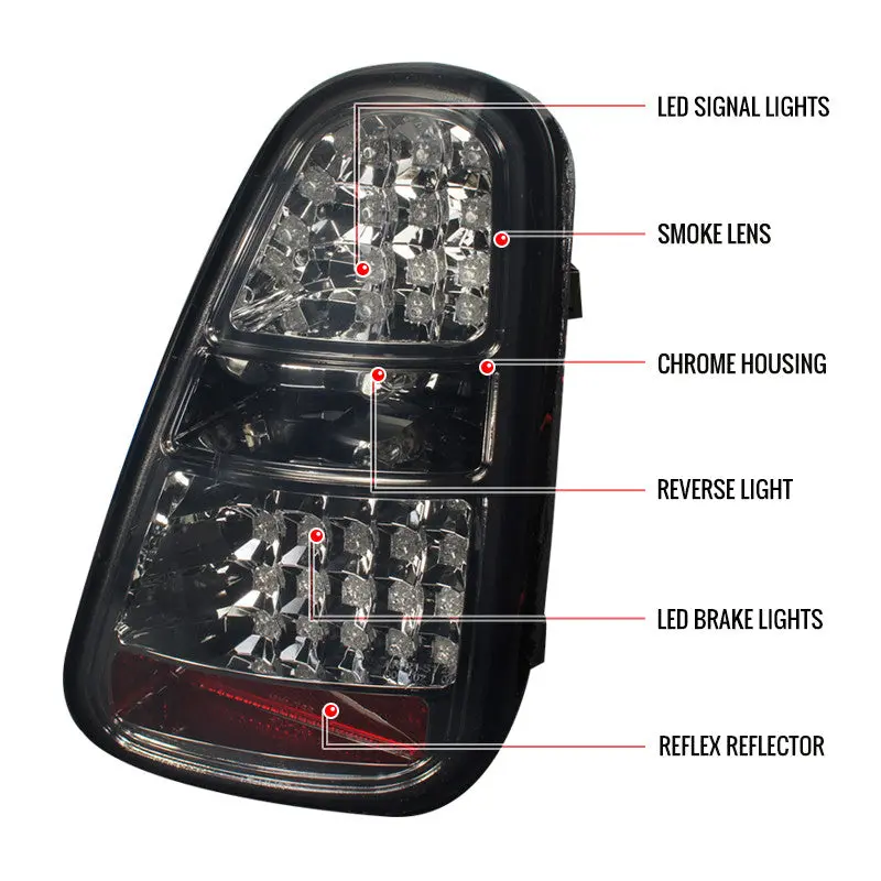 Spec-D 05-06 Mini Cooper S Tail Lights Led Chrome/Smoked 2
