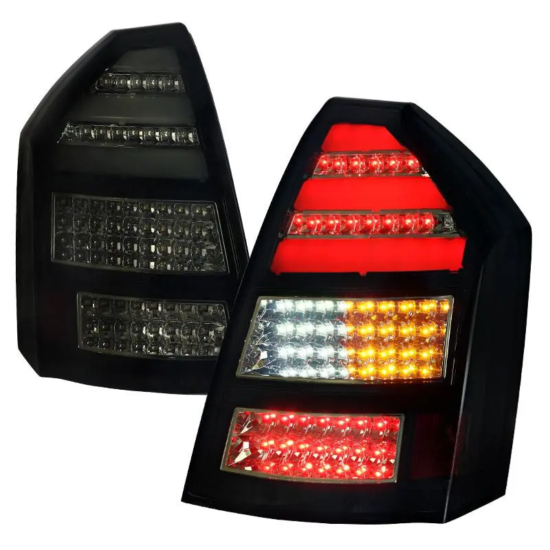 Spec-D 05-07 Chrysler 300C Tail Lights Led Glossy Black/Smoked 1