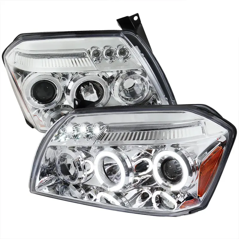 Spec-D 05-07 Dodge Magnum Dual Halo Projector Headlights Chrome/Clear 1