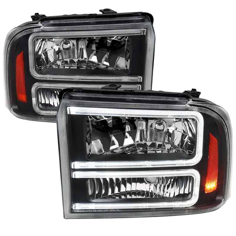 Spec-D 05-07 F250/F350/F450/F550 Super Duty Headlights Oem Style Black 1