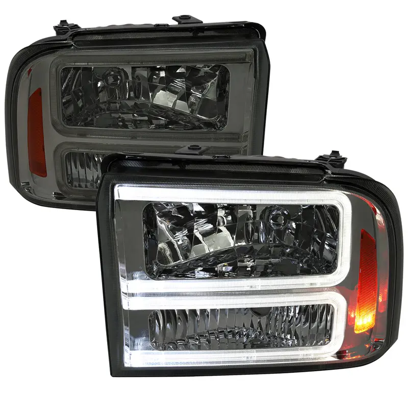 Spec-D 05-07 Ford F-250 F-350 Headlights Projector Jet Black/Smoked G3 1