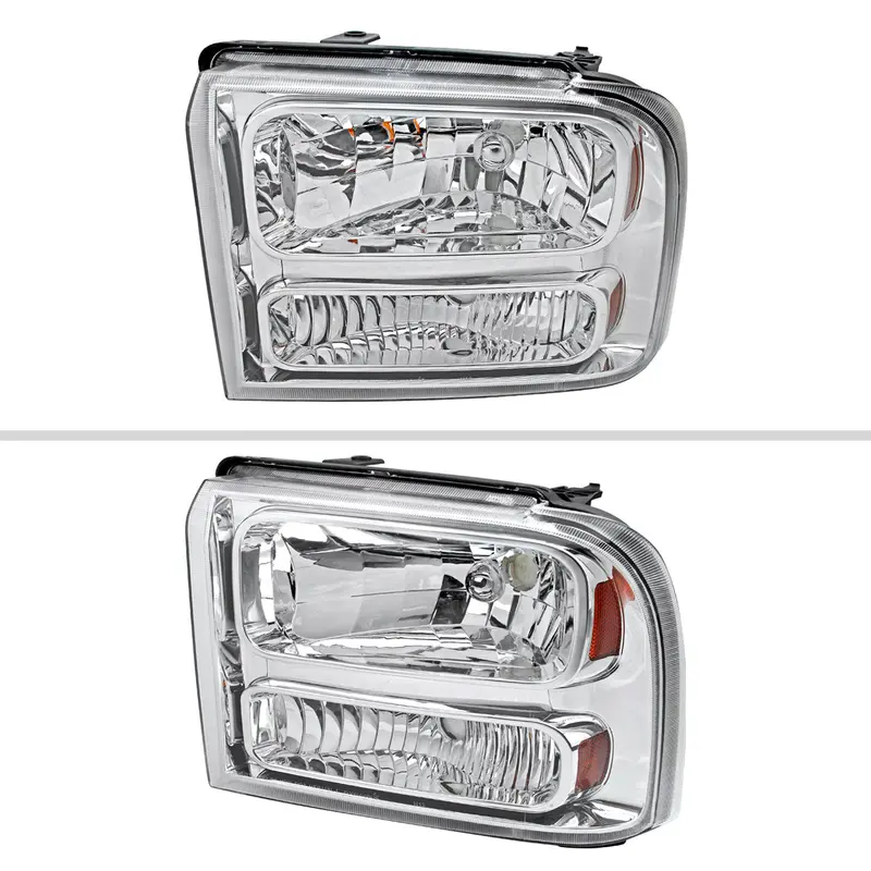 Spec-D 05-07 Ford F-250 Super Duty Headlights Chrome Amber Reflector 2