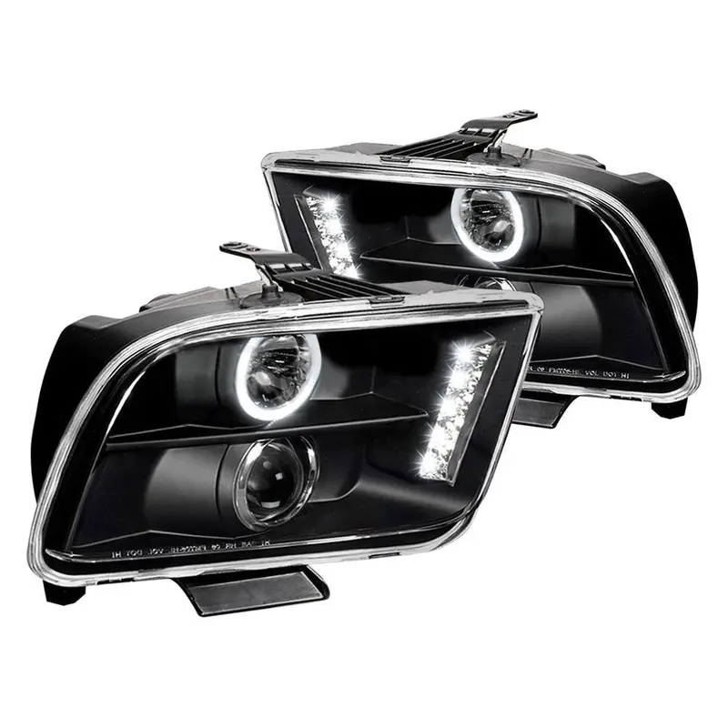 Spec-D 05-09 Ford Mustang Halo Projector Headlights Black 1