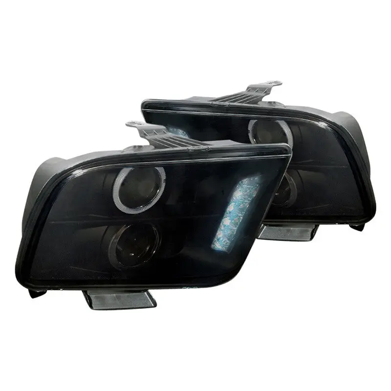 Spec-D 05-09 Ford Mustang Headlights Halo Projector Smoked 1