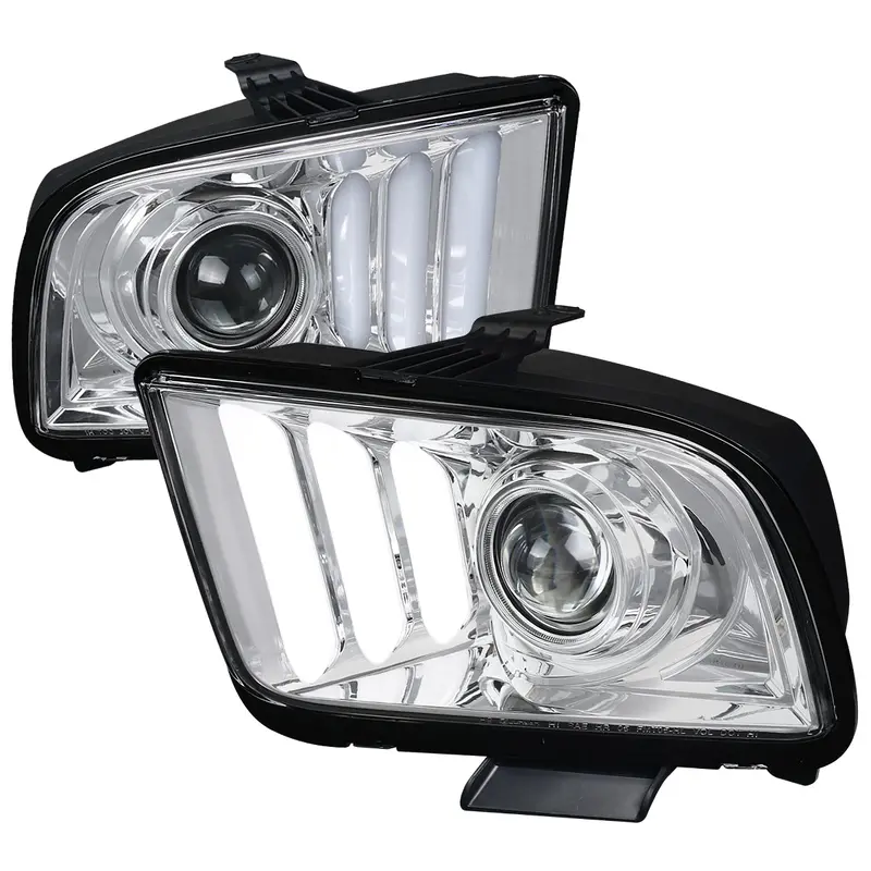 Spec-D 05-09 Ford Mustang Led Bar Projector Headlights Chrome 1
