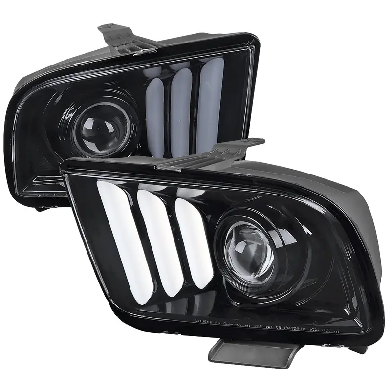Spec-D 05-09 Ford Mustang Led Bar Projector Headlights Chrome/Smoked 1