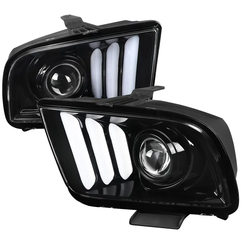 Spec-D 05-09 Ford Mustang Led Bar Projector Headlights Jet Black 1