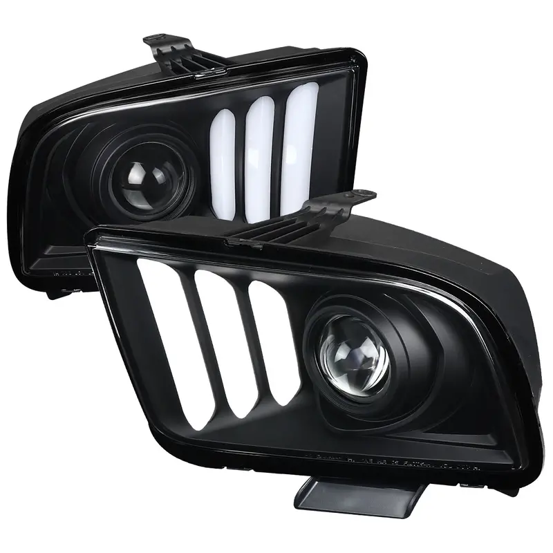 Spec-D 05-09 Ford Mustang Led Bar Projector Headlights Matte Black 1
