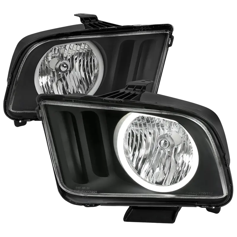 Spec-D 05-09 Ford Mustang Led Halo Headlights Oem Style Black 1