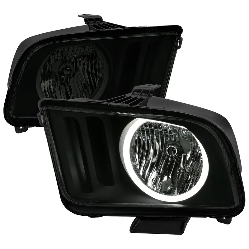 Spec-D 05-09 Ford Mustang Led Halo Headlights Oem Style Black/Smoked 1