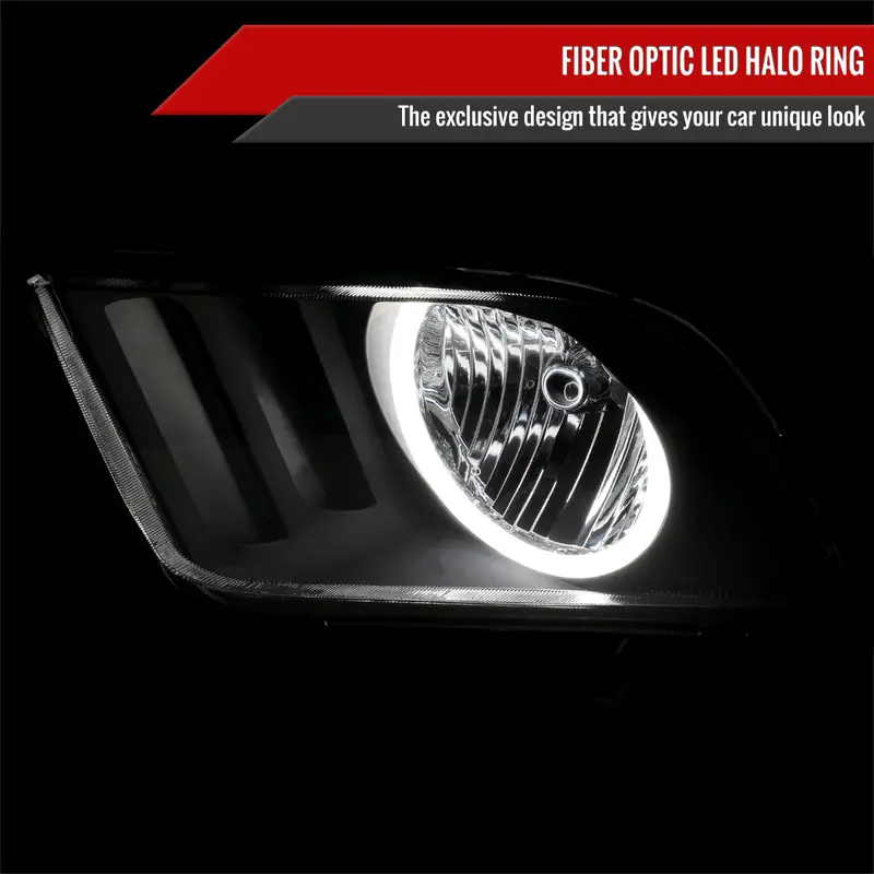 Spec-D 05-09 Ford Mustang Led Halo Headlights Oem Style Black/Smoked 2
