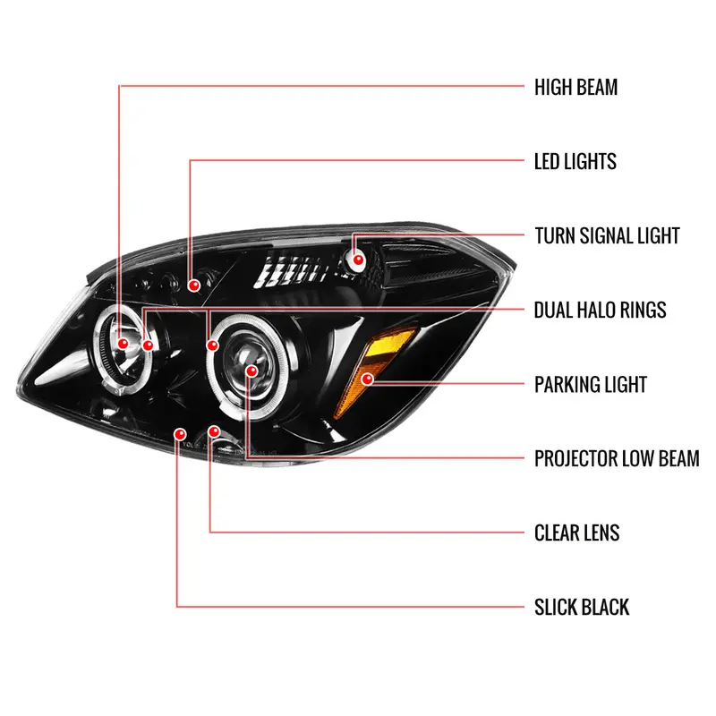 Spec-D 05-10 Chevy Cobalt Dual Projector Headlights Black 2