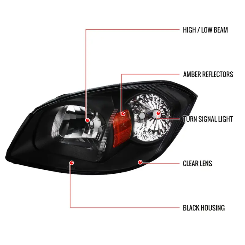Spec-D 05-10 Chevy Cobalt G5 Pursuit Euro Headlights Black 2