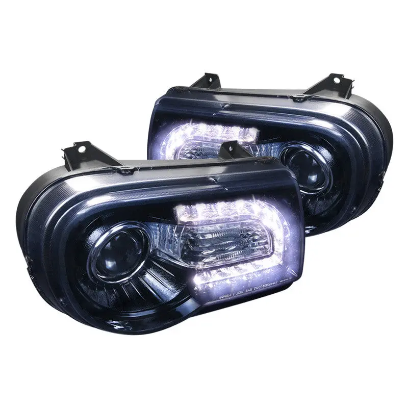 Spec-D 05-10 Chrysler 300C Projectory Glossy Black Headlights 1