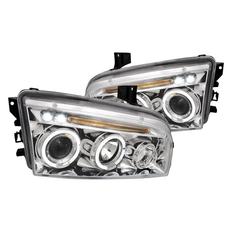Spec-D 05-10 Dodge Charger Halo Projector Headlights Chrome 1
