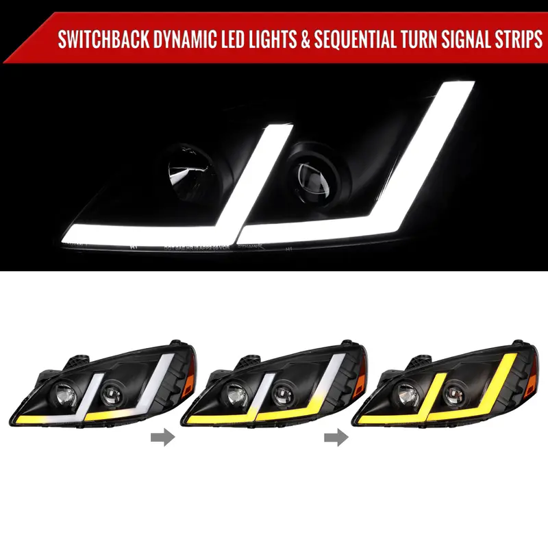 Spec-D 05-10 Pontiac G6 Headlights Sequential Led Bar Projector Black 2