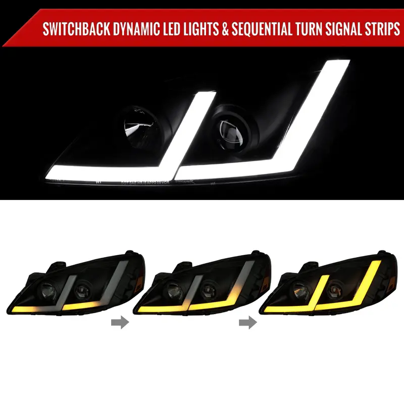 Spec-D 05-10 Pontiac G6 Projector Headlights Strip Seq Black/Smoked 2