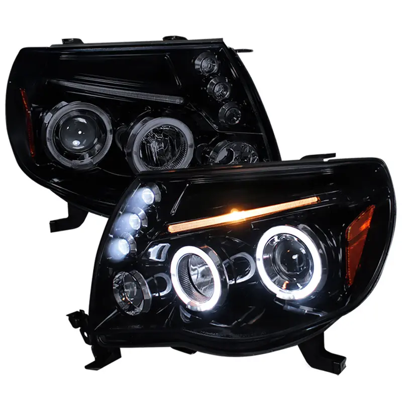 Spec-D 05-11 Tacoma Dual Halo Projector Headlights Black/Smoked 1