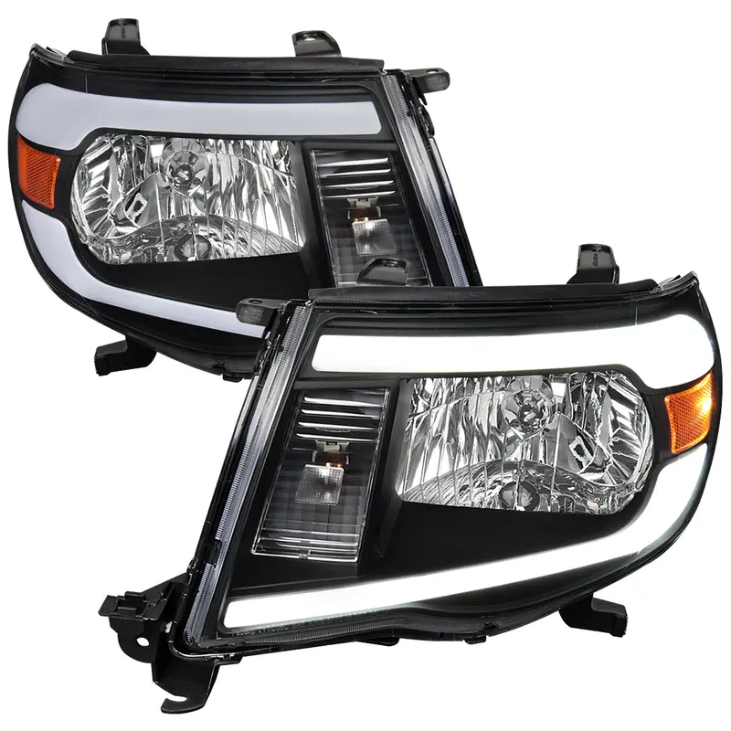 Spec-D 05-11 Tacoma Headlights Led Bar Oem Style Black 1