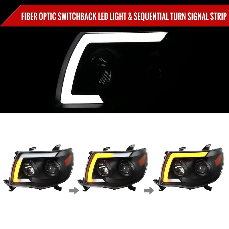 Spec-D 05-11 Tacoma Headlights Sequetial Led Bar Signal Black 2