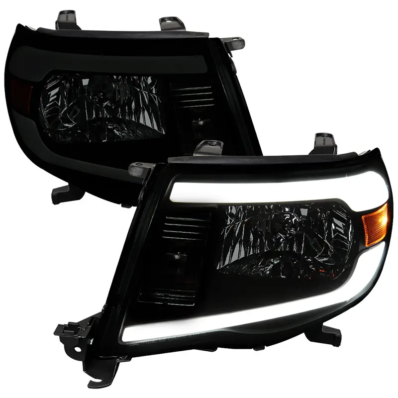 Spec-D 05-11 Tacoma Led Bar Oe Style Black W/ Smoked Lens Headlights 1