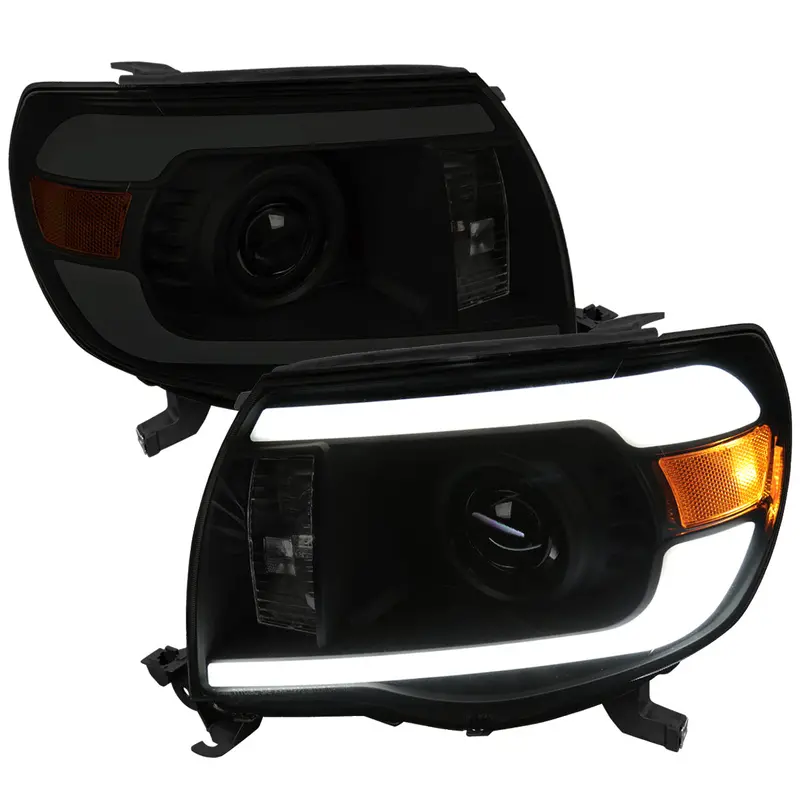 Spec-D 05-11 Tacoma Led Bar Projector Headlights Chrome W/ Smoked Lens 1