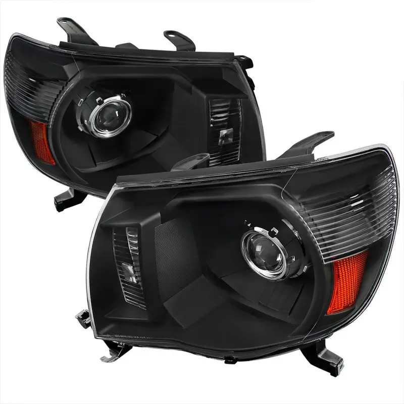Spec-D 05-11 Toyota Tacoma Halo Projector Headlights Black/Clear 1