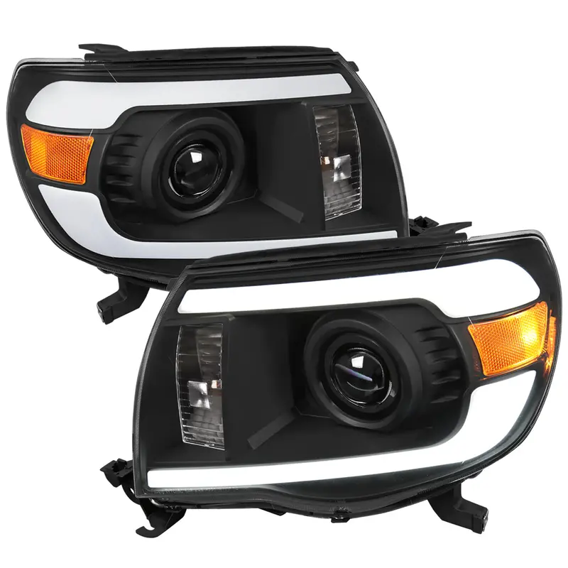 Spec-D 05-11 Toyota Tacoma Led Bar Projector Headlights Black/Clear 1