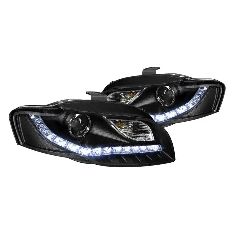 Spec-D 06-08 Audi A4 R8 Led Bar Projector Headlights Black 1