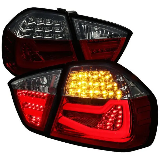 Spec-D 06-08 Bm 323I 325I 328I 330I E90 Led Tail Lights Red Smoked 1