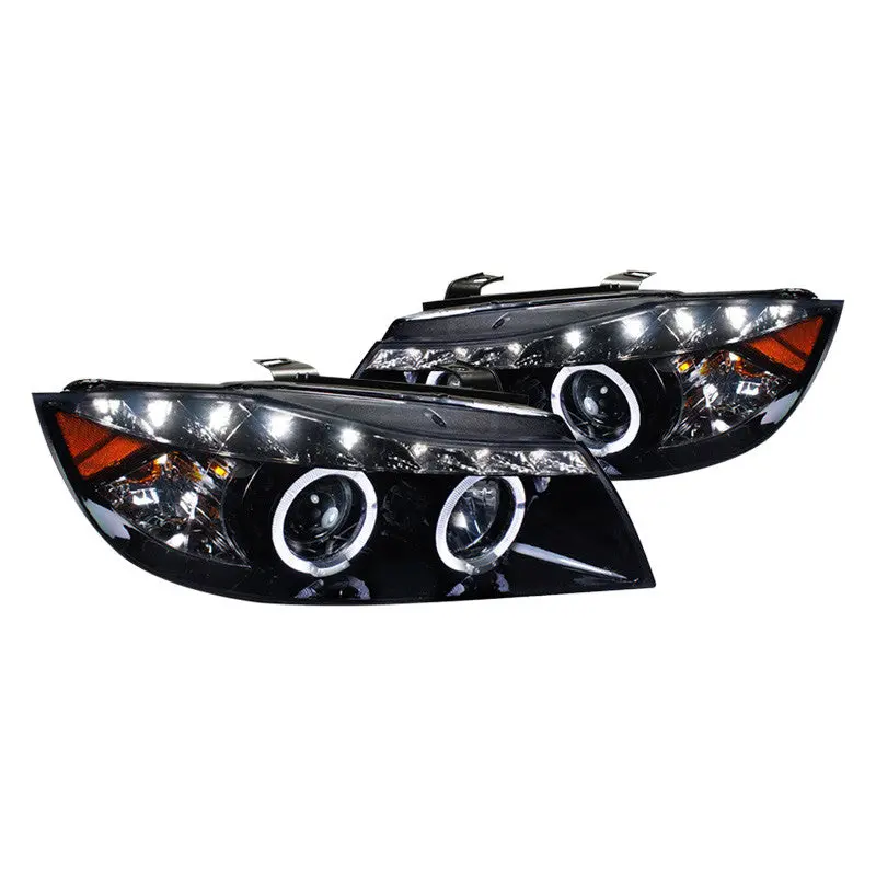 Spec-D 06-08 Bmw 3 Series E90 Headlights Dual Halo V2 Black Smoked 1