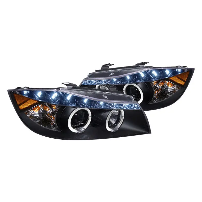 Spec-D 06-08 Bmw 3 Series E90 Projector Halo Headlights Matte Black/Clear 1