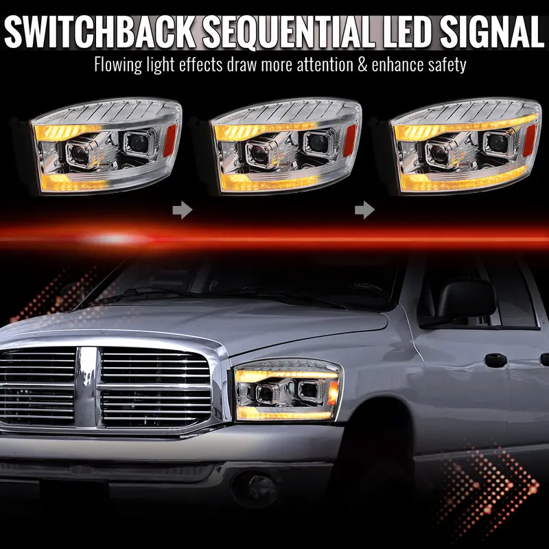 Spec-D 06-08 Dodge Ram 1500 2500 3500 Projector Led Headlight Chrome 2