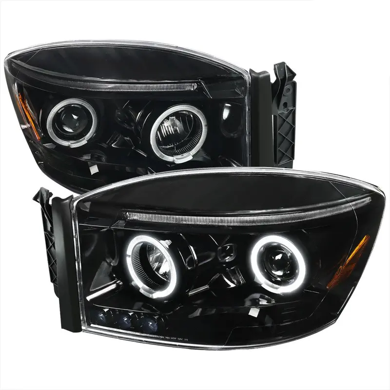 Spec-D 06-08 Dodge Ram 1500 Halo Projector Headlights Black 1