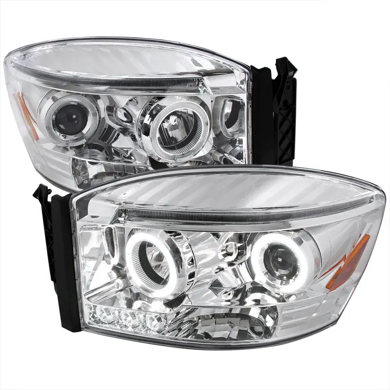 Spec-D 06-08 Dodge Ram Halo Led Projector Headlights Chrome 1