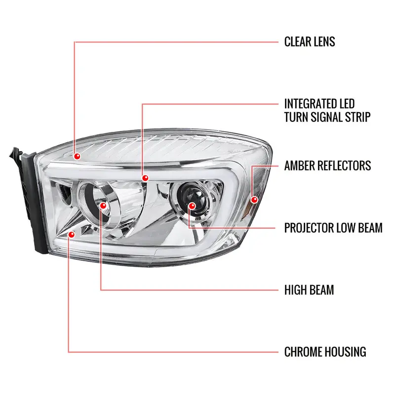 Spec-D 06-08 Dodge Ram Led C-Bar Headlights Chrome 2