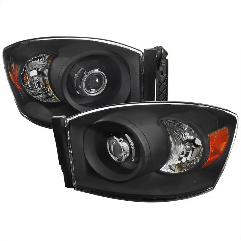 Spec-D 06-08 Dodge Ram Retro Style Projector Headlights Black 1