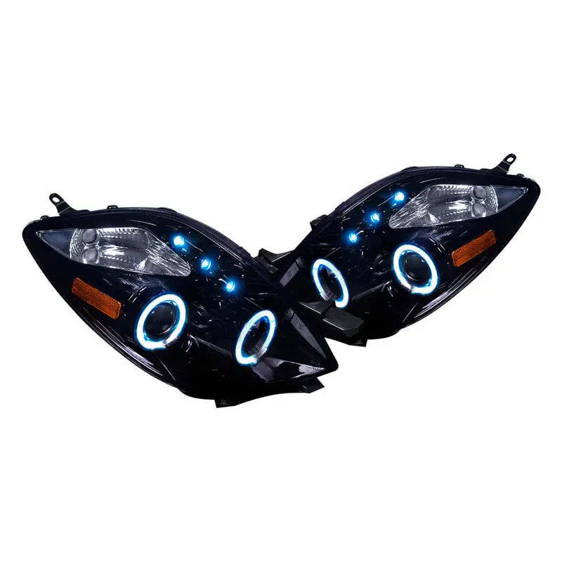 Spec-D 06-08 Toyota Yaris Halo Projector Headlights Smoked 1