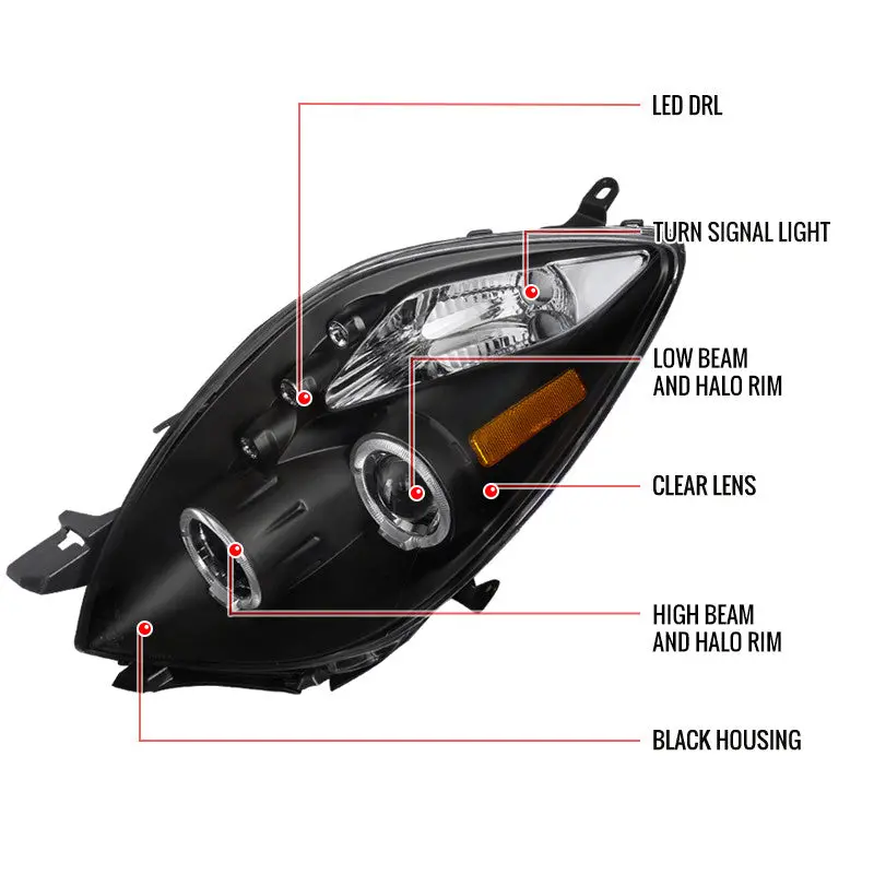 Spec-D 06-08 Toyota Yaris Projector Headlights Smoked 3Dr 2