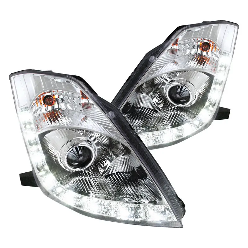 Spec-D 06-09 Nissan 350Z Headlights Projector Led Strip Matte Black 1