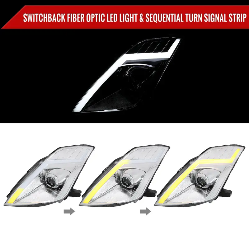 Spec-D 06-09 Nissan 350Z Seq Projector Headlights Chrome Factory Hid 2