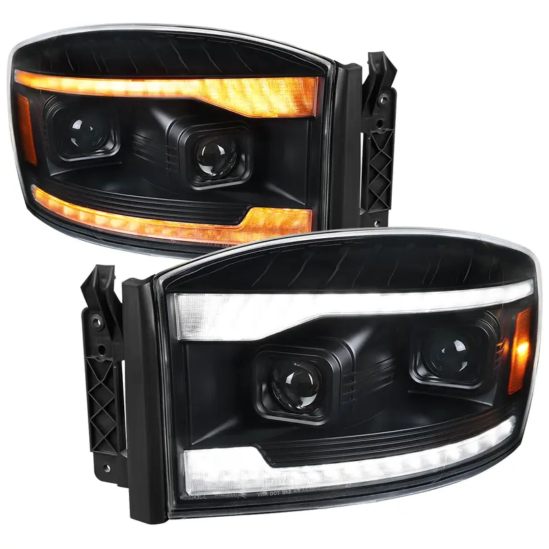 Spec-D 06-09 Ram 1500 2500 3500 Seq Projector Headlights Black/Clear 1
