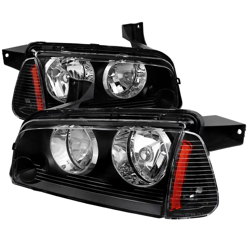 Spec-D 06-10 Dodge Charger Headlights Oem Style W/ Corner Lights Black 1