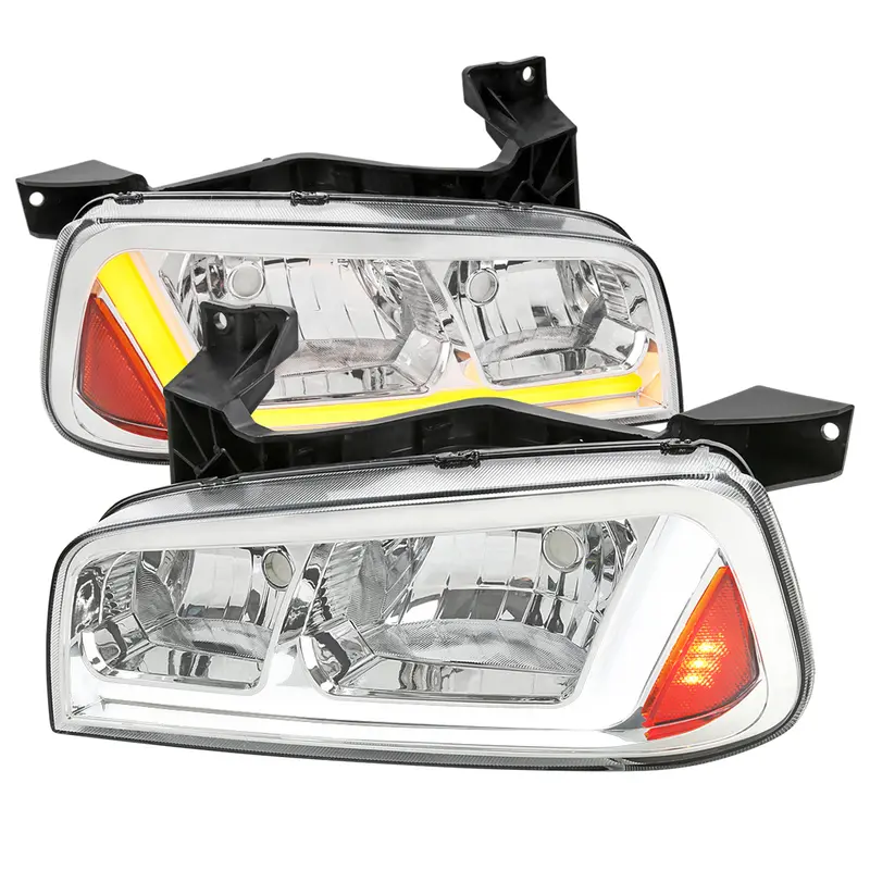 Spec-D 06-10 Dodge Charger Seq Led Bar Headlights Oem Style Chrome 1