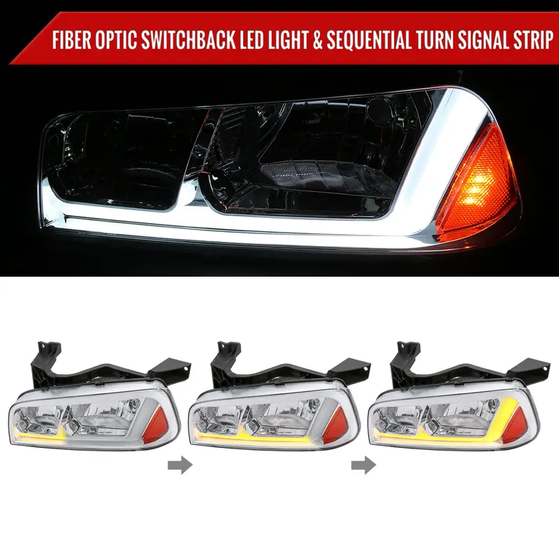 Spec-D 06-10 Dodge Charger Seq Led Bar Headlights Oem Style Chrome 2