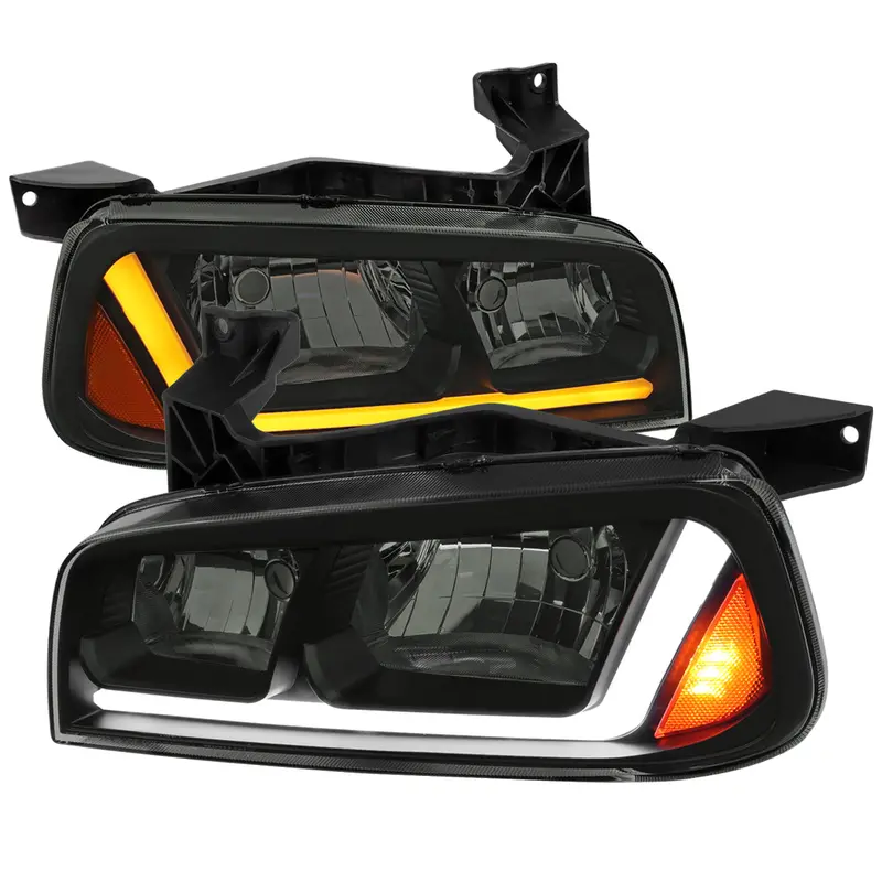 Spec-D 06-10 Dodge Charger Seq Led Headlights Oem Style Black/Smoked 1