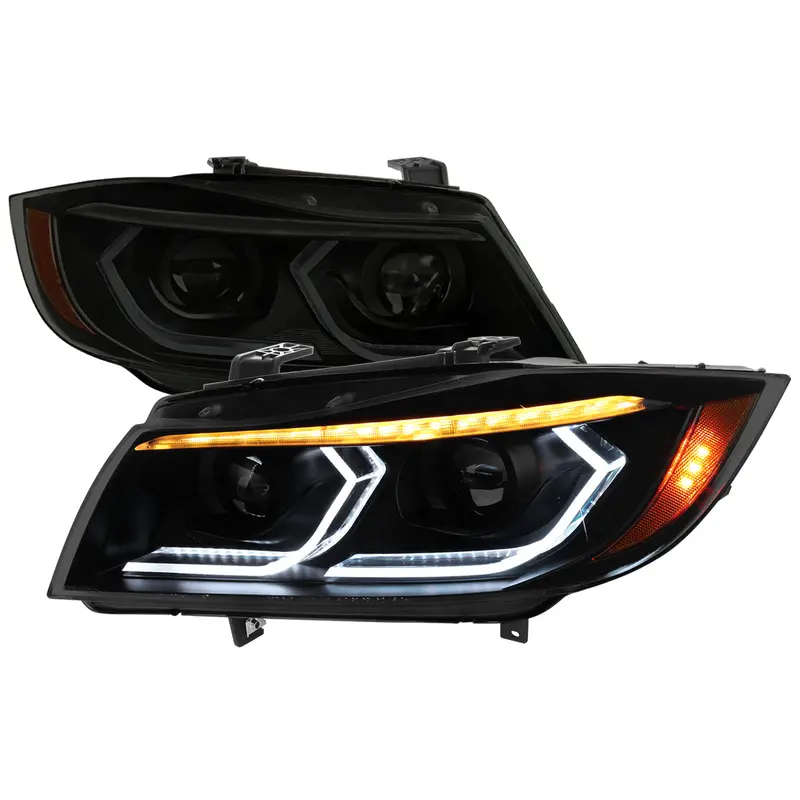 Spec-D 06-11 Bmw E90 Headlights Dual Projector 3D Iced Smoked 1