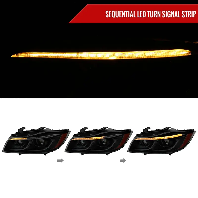 Spec-D 06-11 Bmw E90 Headlights Dual Projector 3D Iced Smoked 2