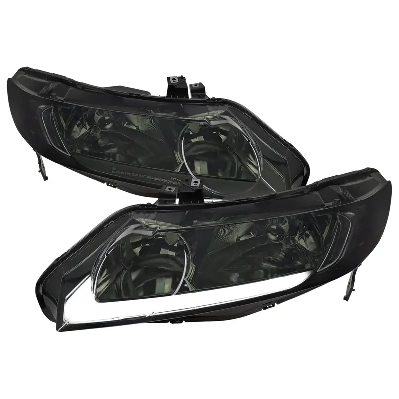 Spec-D 06-11 Honda Civic 4Dr Headlights Oem Style Strip Smoked 1