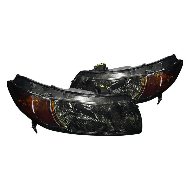 Spec-D 06-11 Honda Civic Coupe Crystal Headlights Smoked 1